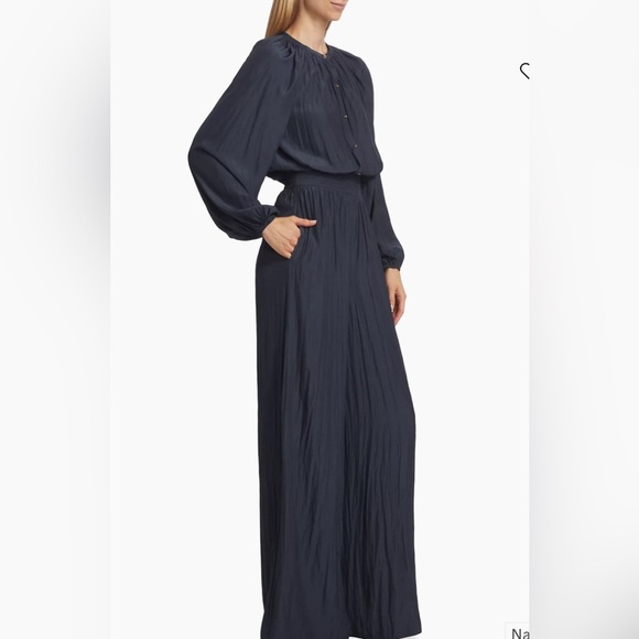 Ramy Brook Lea Crinkle Wide Leg Jumpsuit‎ in Navy - Picture 3 of 16